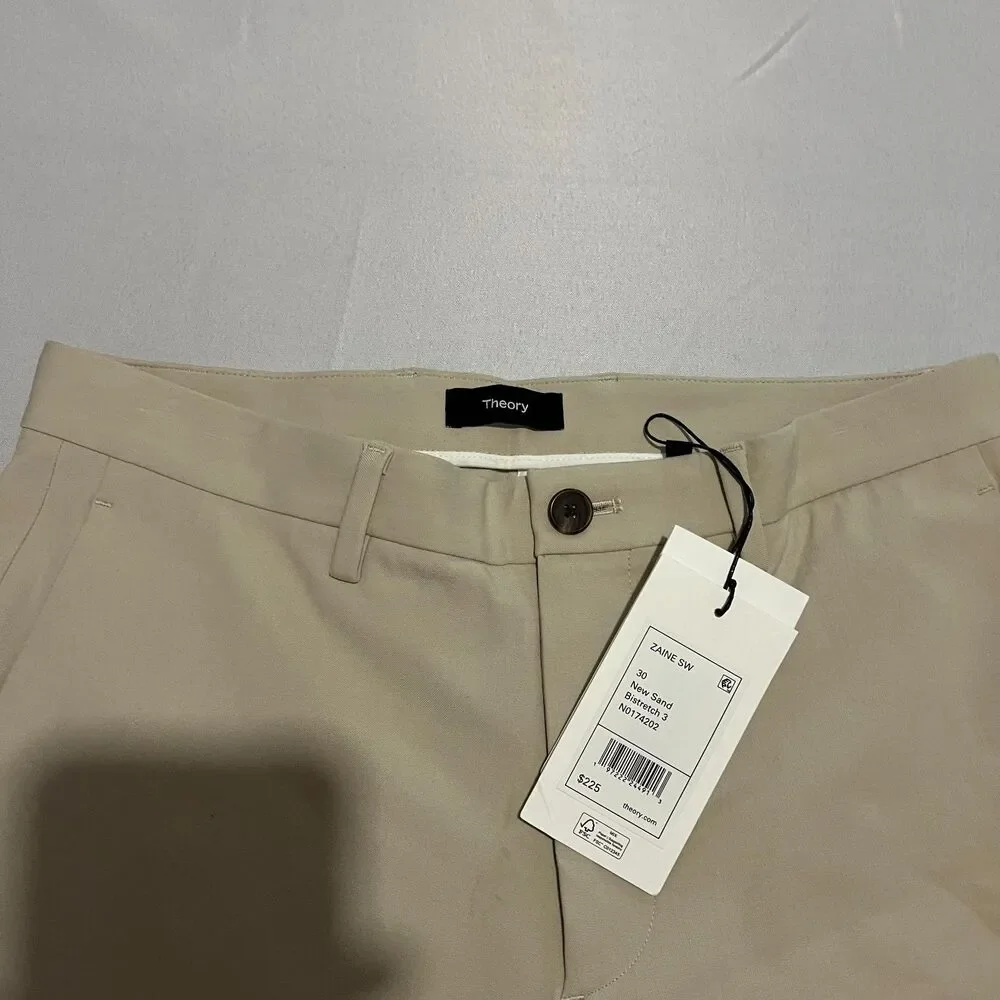 Theory Zaine Bistretch Chino Khaki Pants Size 30x32 New Sand NWT Flaws